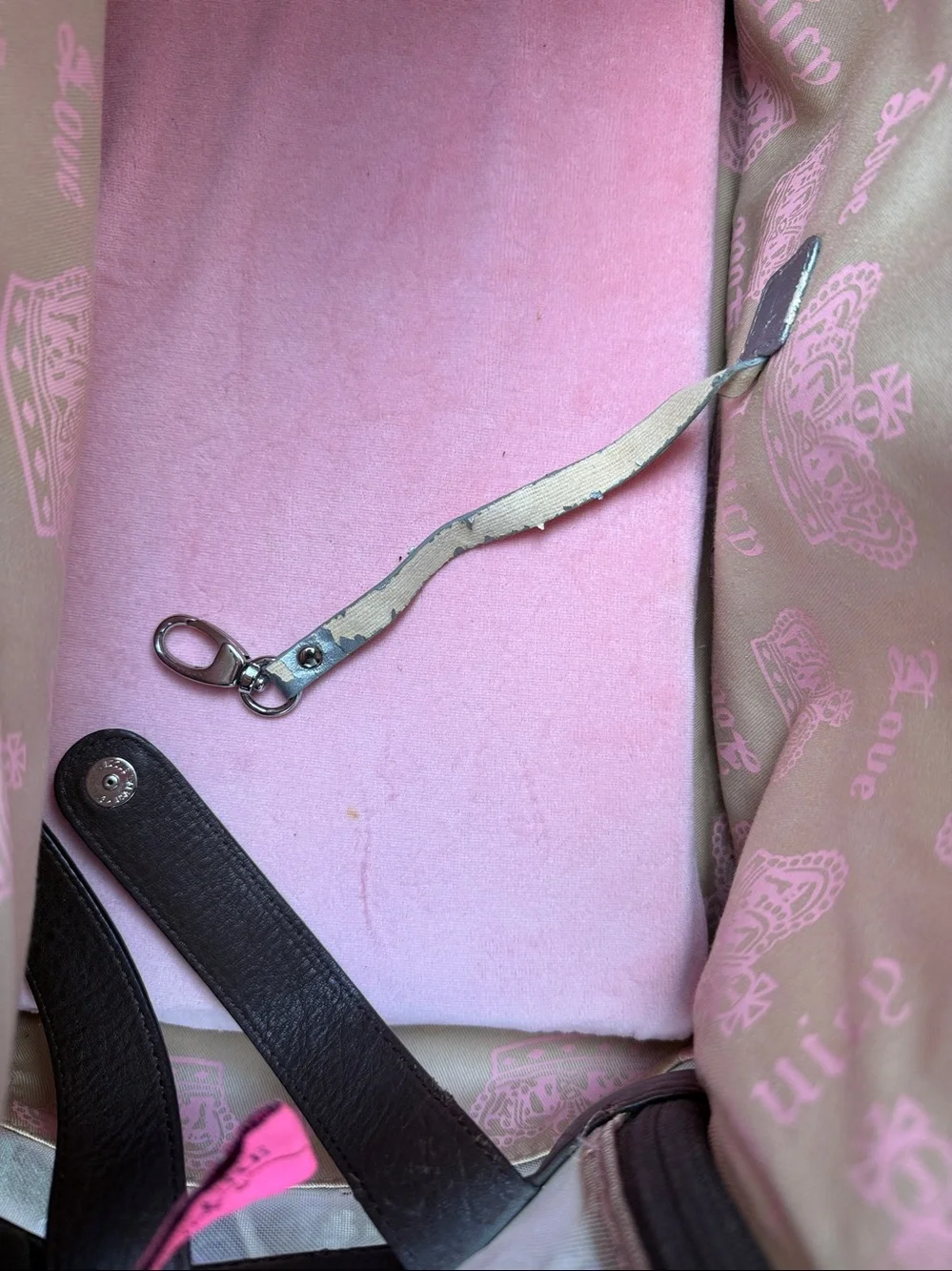 VINTAGE JUICY COUTURE “JUICY DRAMA QUEEN “ PINK VELOUR DOG CARRIER 💖🐶